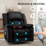360° Swivel Rocker Recliner with Massage & Heat