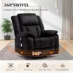 360° Swivel Rocker Recliner with Massage & Heat