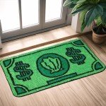 Funky Green Non-Slip Entryway Rug for Men