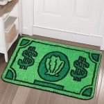 Funky Green Non-Slip Entryway Rug for Men