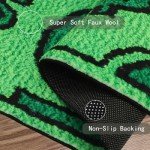 Funky Green Non-Slip Entryway Rug for Men