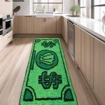 Funky Green Non-Slip Entryway Rug for Men