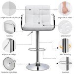 White Adjustable Swivel Bar Stools Set of 2