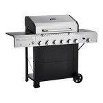 Black 6-Burner Freestanding Gas Grill with Side Burner