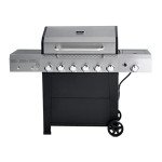 Black 6-Burner Freestanding Gas Grill with Side Burner
