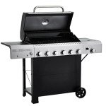 Black 6-Burner Freestanding Gas Grill with Side Burner