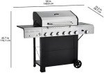 Black 6-Burner Freestanding Gas Grill with Side Burner