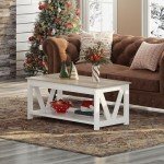 Stylish 43" White Coffee Table with Storage