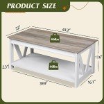 Stylish 43" White Coffee Table with Storage