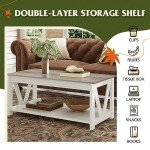 Stylish 43" White Coffee Table with Storage