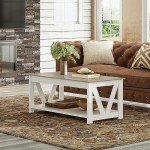 Stylish 43" White Coffee Table with Storage