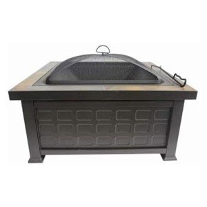 Square Steel Wood Burning Fire Pit with Screen