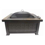 Square Steel Wood Burning Fire Pit with Screen