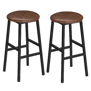Set of 2 Rustic Brown Bar Stools