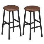 Set of 2 Rustic Brown Bar Stools