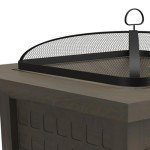Square Steel Wood Burning Fire Pit with Screen
