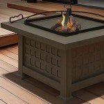 Square Steel Wood Burning Fire Pit with Screen