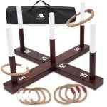 Rustic Wood Ring Toss Game for Mancave Fun