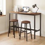 Set of 2 Rustic Brown Bar Stools