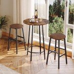 Set of 2 Rustic Brown Bar Stools