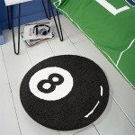 Fun Black 8 Ball Rug for Mancave or Game Room