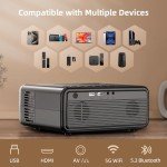 FUDONI 4K WiFi Bluetooth Portable Projector