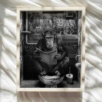 Funny Monkey Wall Art for Mancave Bathroom