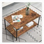 Small Brown Rectangle Coffee Table with Storage Shelf