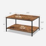 Small Brown Rectangle Coffee Table with Storage Shelf