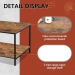 Small Brown Rectangle Coffee Table with Storage Shelf