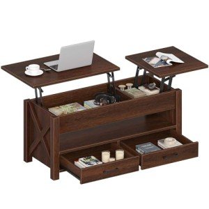Lift Top Coffee Table with Storage Drawers in Espresso