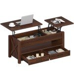 Lift Top Coffee Table with Storage Drawers in Espresso