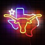 Texas Longhorn LED Neon Sign for Mancave Decor