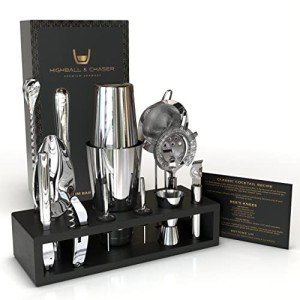 Boston Cocktail Shaker Set with Stand and Recipes
