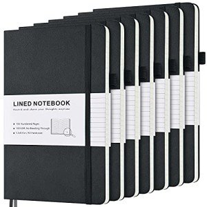 7-Pack Hardcover Journals with Index and Pockets
