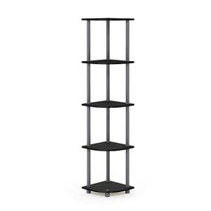 Furinno 5-Tier Corner Display Rack - Black/Grey