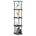 Furinno 5-Tier Corner Display Rack - Black/Grey