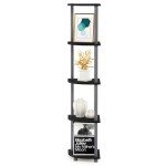 Furinno 5-Tier Corner Display Rack - Black/Grey
