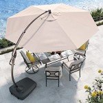 Champagne 11FT Offset Patio Umbrella with Base
