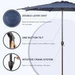 9FT Dark Blue Outdoor Patio Umbrella with Tilt