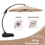 Champagne 11FT Offset Patio Umbrella with Base