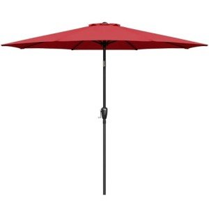 9' Red Patio Umbrella with Tilt and Crank