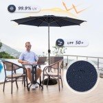 9FT Dark Blue Outdoor Patio Umbrella with Tilt