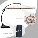 Champagne 11FT Offset Patio Umbrella with Base