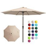 9FT Patio Umbrella with Tilt & Crank – Beige