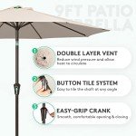 9FT Patio Umbrella with Tilt & Crank – Beige