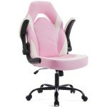 Pink Ergonomic Gaming Desk Chair with Adjustable Armrests