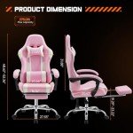 Pink Ergonomic Gaming Desk Chair with Footrest