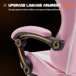 Pink Ergonomic Gaming Desk Chair with Footrest