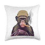 Cigar Monkey Throw Pillow for Mancaves
